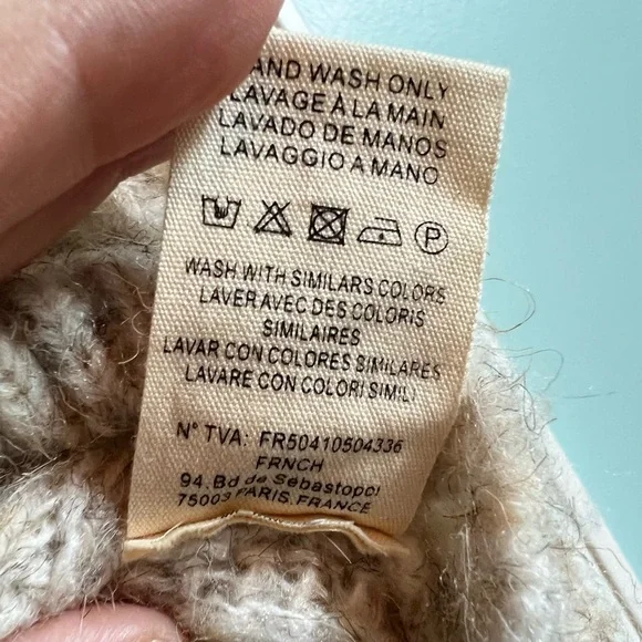 ❌SOLD❌ Frnch Mock Neck Beige Chunky Lattice Sweater, NWT - Picture 6 of 8